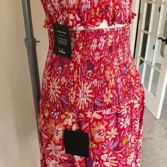 NWT Lulu’s Sunlit Summer Red Floral Print Matching Set - Picture 7 of 16
